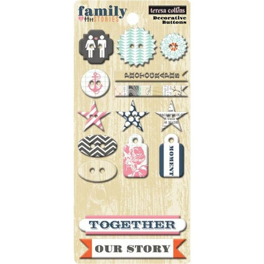 Family Stories Chipboard Buttons Sold in Singles