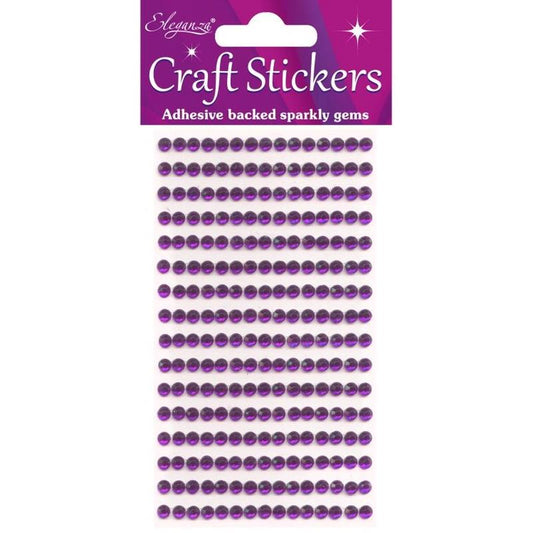 4mm Gems Amethyst Craft Stickers No.38 - 240 pieces