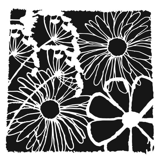 12x12 Stencil Framed Flowers