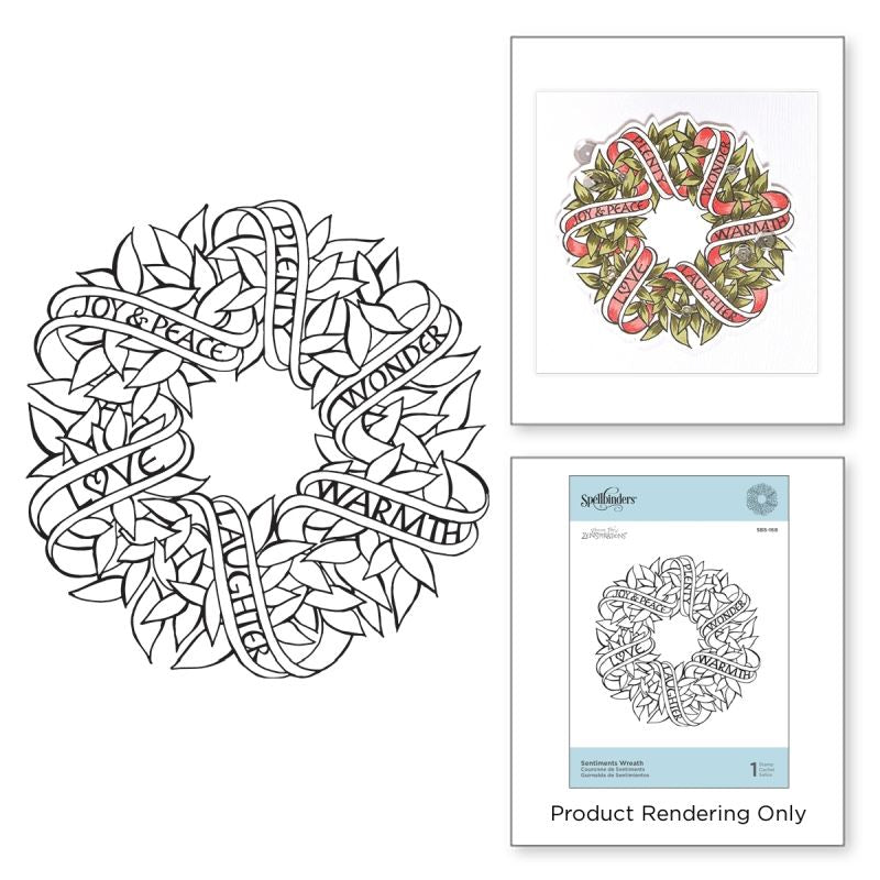 Sentiments Wreath Cling Rubber Stamps