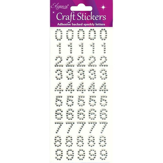 Numbers Craft Stickers Clear/Silver No.43