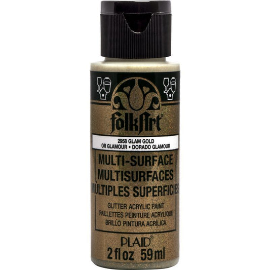 Glitter Glam Gold Folkart Multi-Surface 2oz