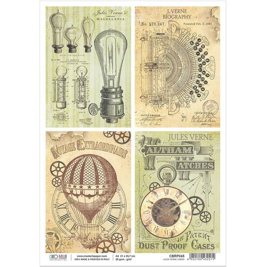 Rice Paper A4 Jules Verne Cards - 5 pack