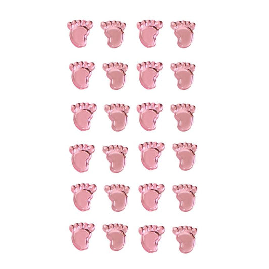 Girl Footprints Pearl Pink Craft Stickers - 25 Pieces