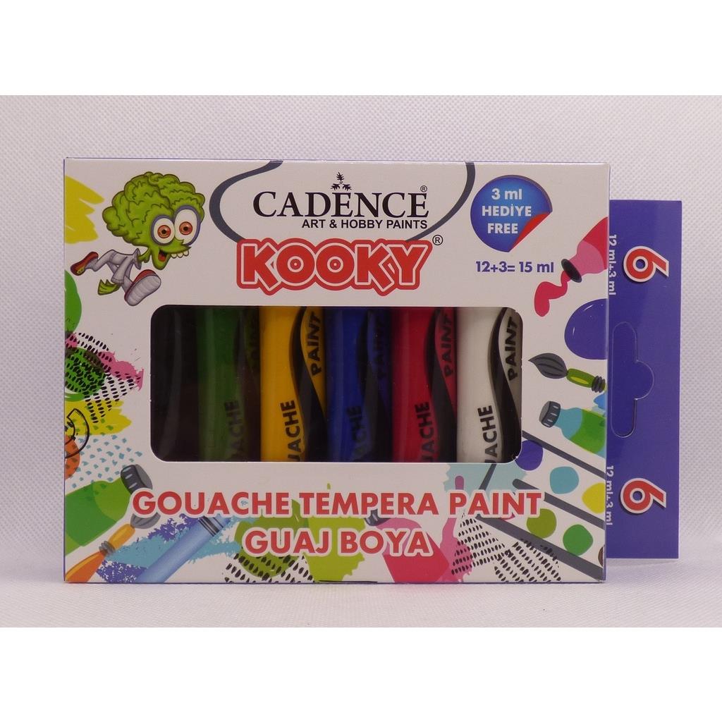 Kooky Gouache Tempera Paint Set - 15 ml (6 Pieces)