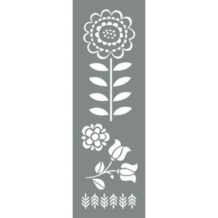 Folk Flowers 6"x18" Stencil