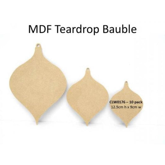 Teardrop Flat Ornament 12.5cm 10pk