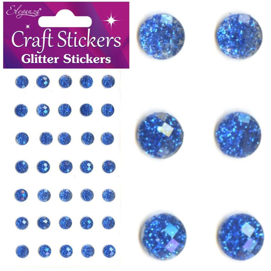 Glitter Gems Craft Stickers  - 8mm - Royal Blue - 35mm Pieces