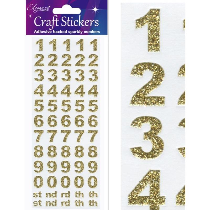 Bold Number Set Gold Craft Stickers No.65