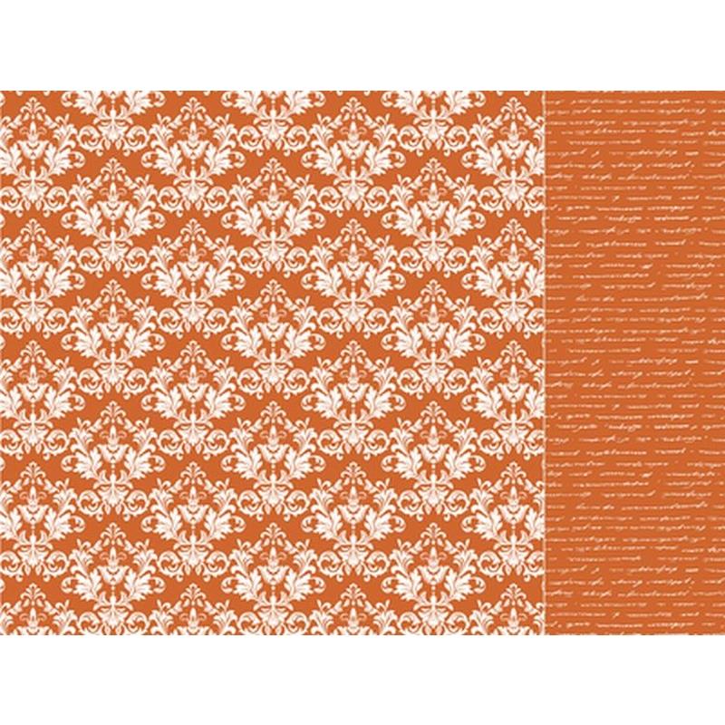 Scrapbook Paper-Orange Damask Sold in Packs of 10 Sheets