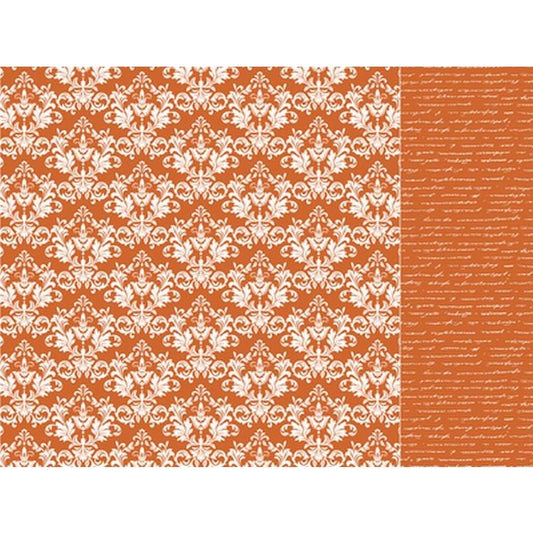 Scrapbook Paper-Orange Damask Sold in Packs of 10 Sheets