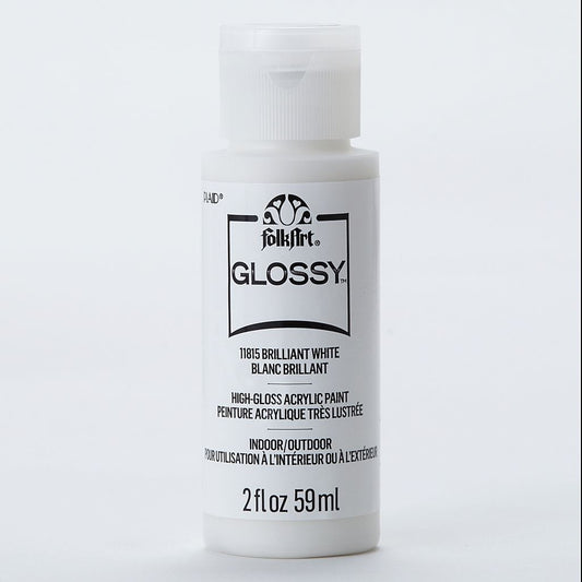 Brilliant White Folkart Glossy Acrylic Paints - 2 Oz.