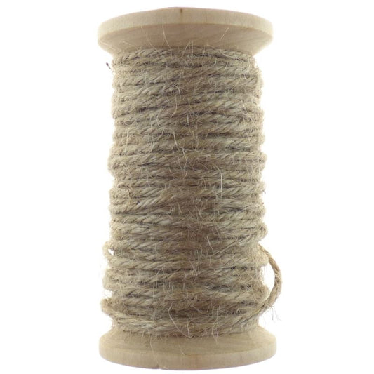 Jute Rope wooden Spool Natural No.02 - 2mm x 15m