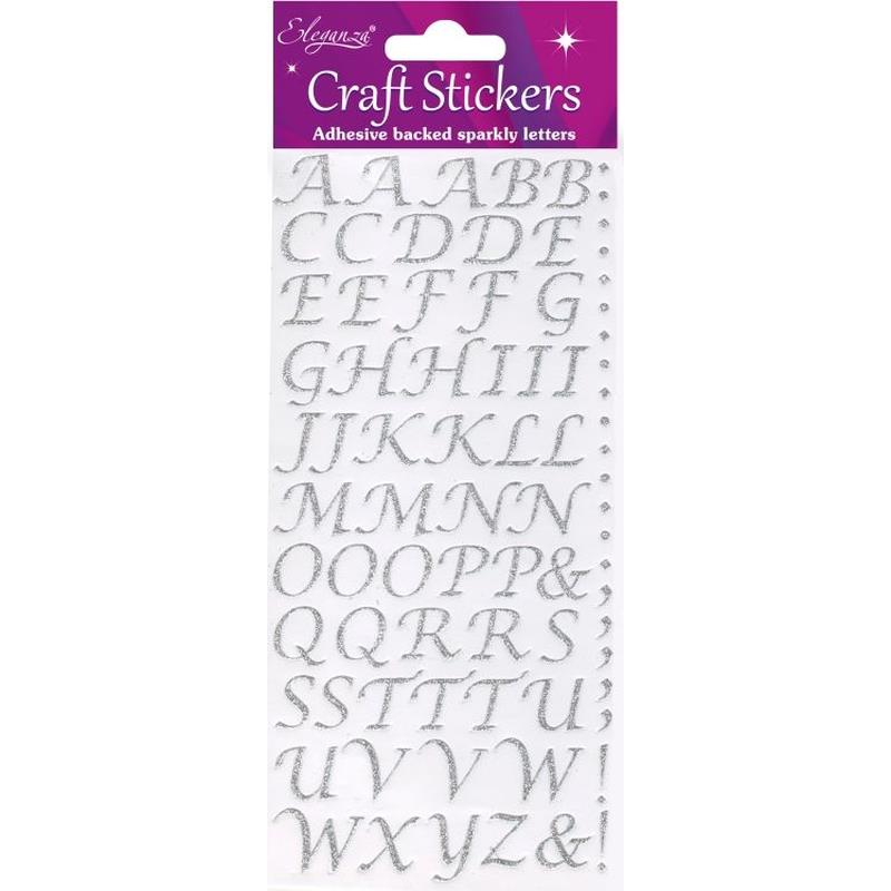 Stylised Alpha Set Silver Craft Stickers No.66