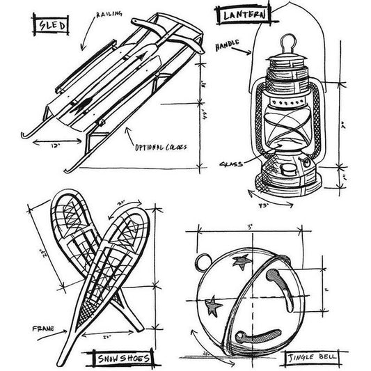 Christmas Blueprints No.5 Cling Stamps