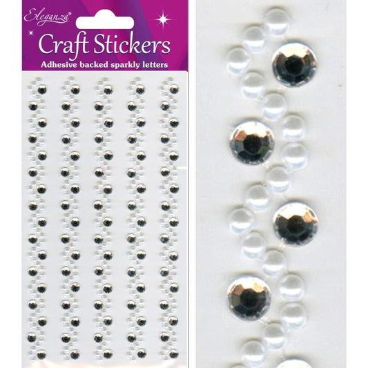 Pearl/Diamante Wave Craft Stickers x5 strips