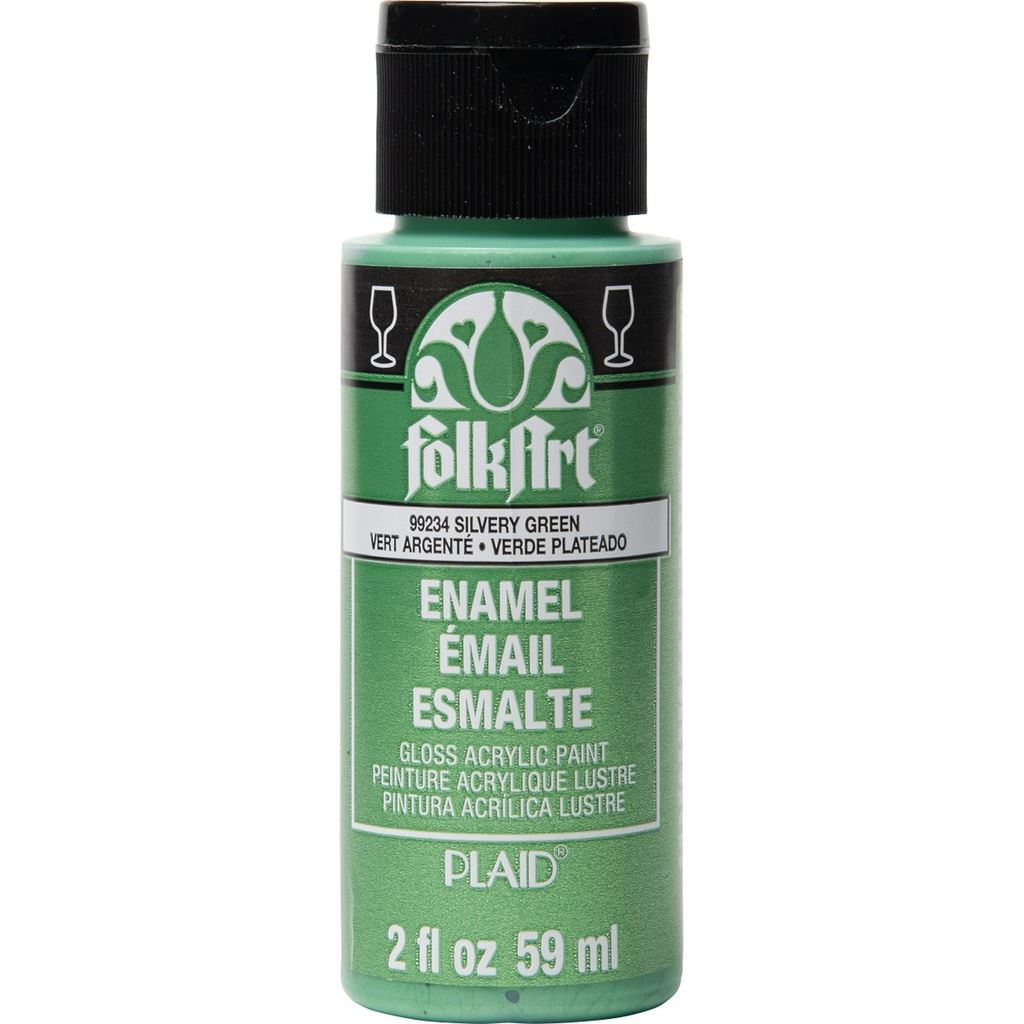 Metallic Silvery Green Folkart Enamels Metallic/Glitter - 2 Oz.