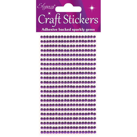 3mm Gems Amethyst Craft Stickers No.38 - 418 Pieces