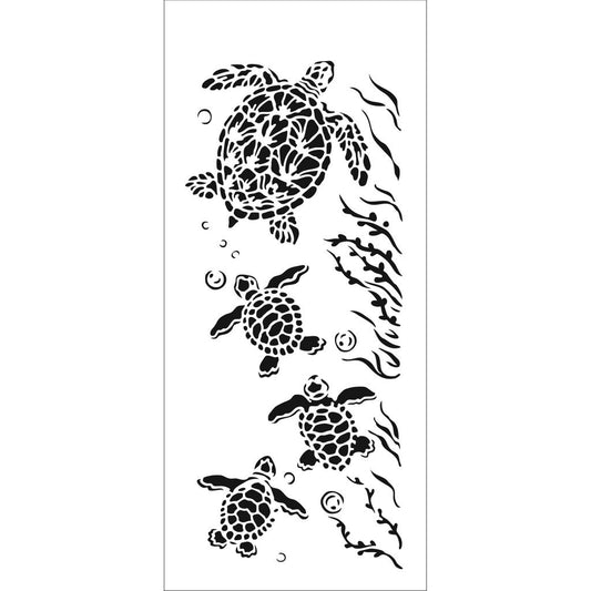 4x9 Slimline Stencil Sea Turtle Family