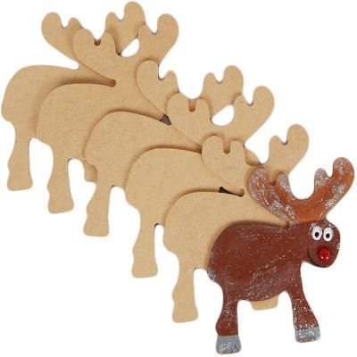 Reindeer Flat ornament - 6 Pack MDF